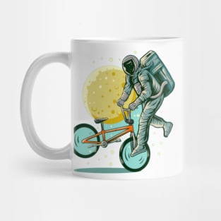 Astronaut freestyle bmx bike with moon Mug